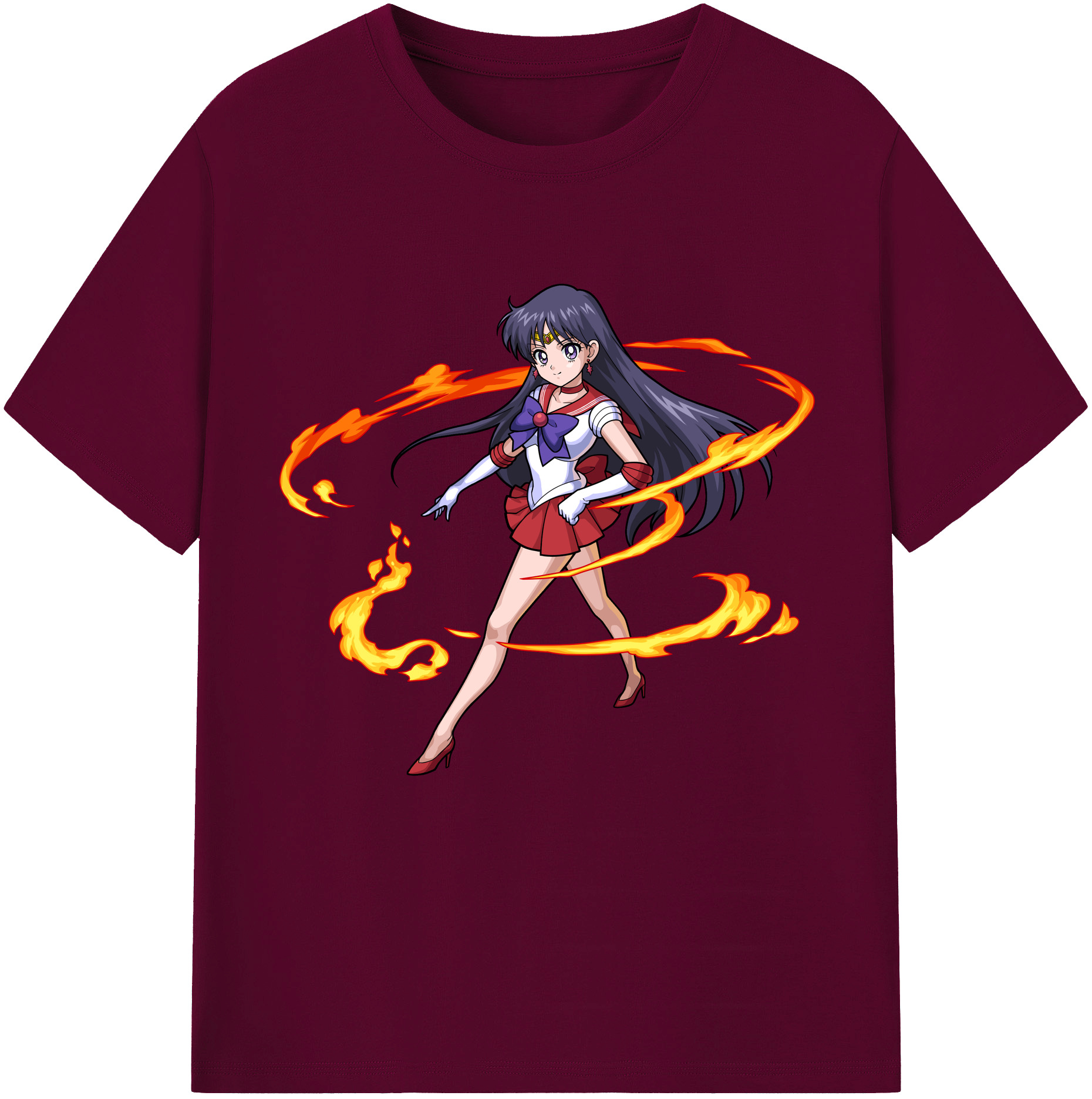 （画像用） 美少女戦士セーラームーン 火野レイ ひの レイ Sailor Moon Hino Rei （セーラーマーズ,Sailor Mars） レディースカジュアルプリントTシャツ（綿100％）